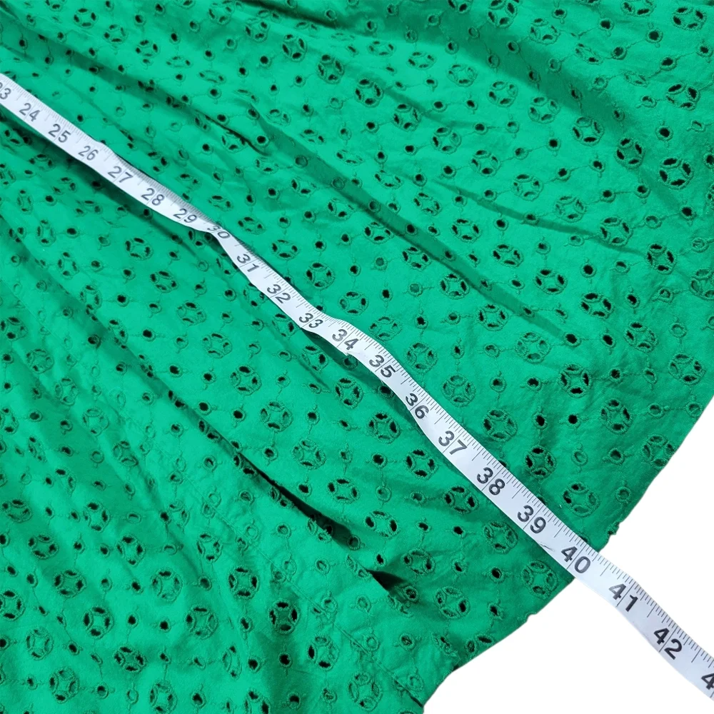 J Crew Eyelet Dress Womens 00 Kelly Green Sleeveless Button Front Clover‎ Preppy